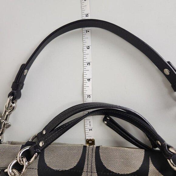 Coach Signature Shoulder Bag Black Gray Brooke Canvas Purse 14473M - Picture 15 of 16